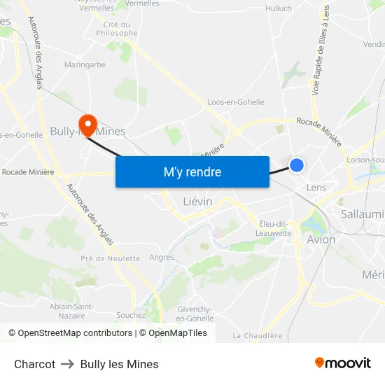 Charcot to Bully les Mines map