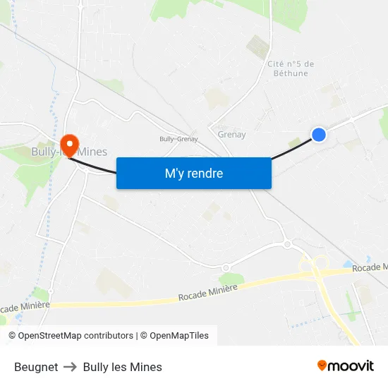 Beugnet to Bully les Mines map