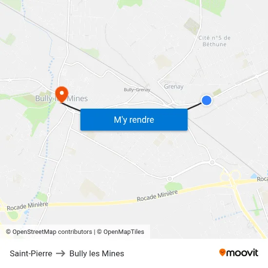 Saint-Pierre to Bully les Mines map