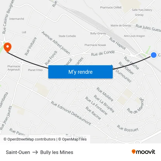 Saint-Ouen to Bully les Mines map