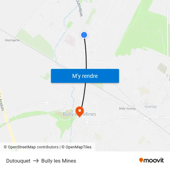 Dutouquet to Bully les Mines map