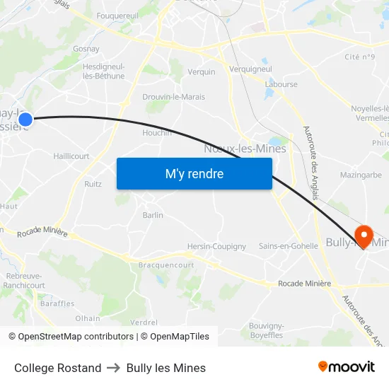 College Rostand to Bully les Mines map