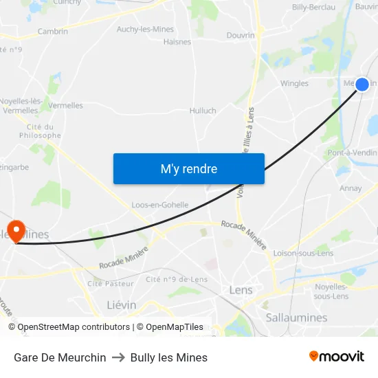 Gare De Meurchin to Bully les Mines map