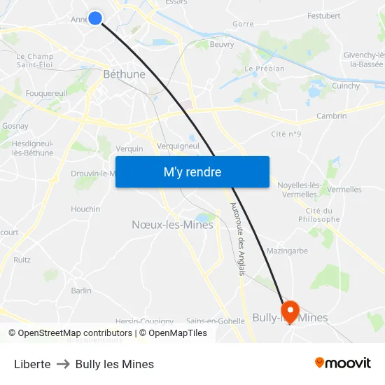 Liberte to Bully les Mines map