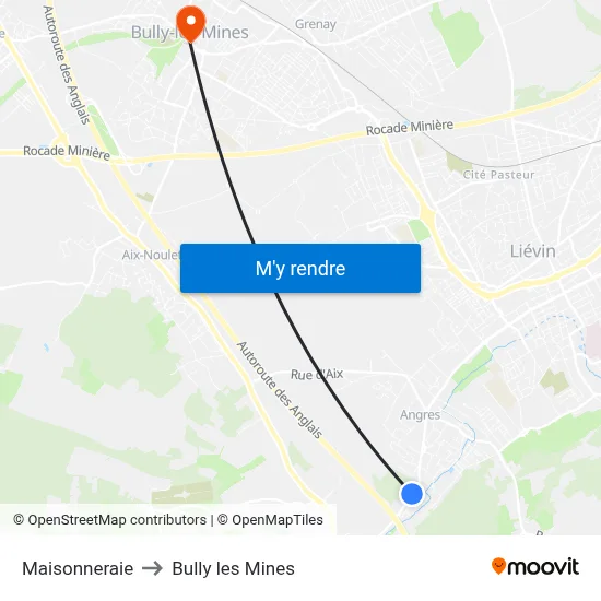 Maisonneraie to Bully les Mines map