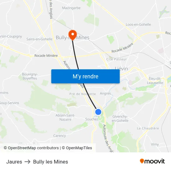Jaures to Bully les Mines map