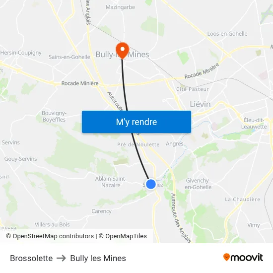 Brossolette to Bully les Mines map