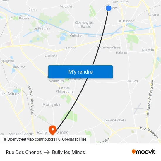 Rue Des Chenes to Bully les Mines map