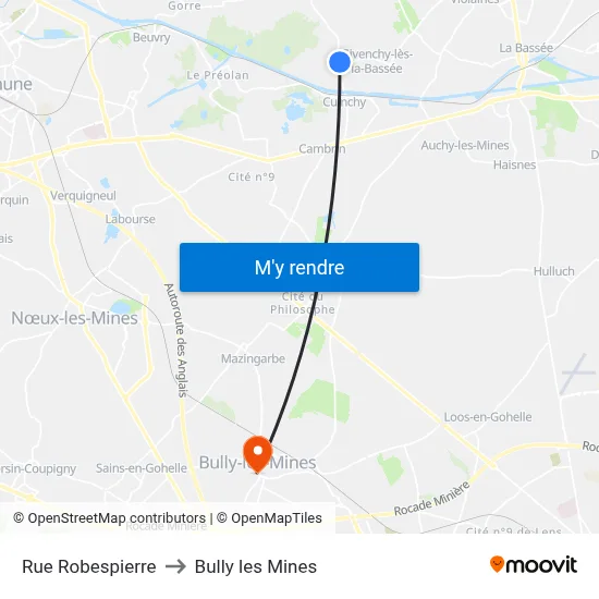 Rue Robespierre to Bully les Mines map