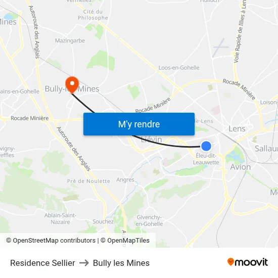 Residence Sellier to Bully les Mines map