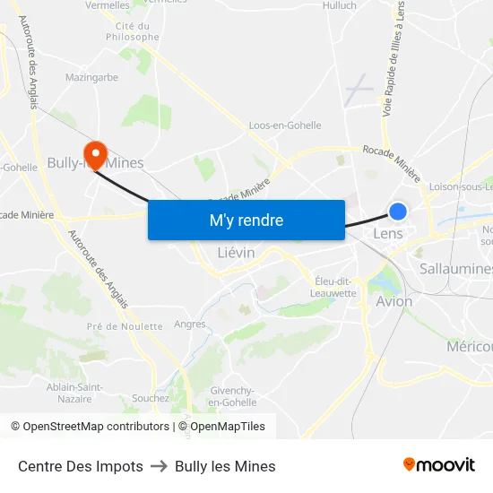 Centre Des Impots to Bully les Mines map