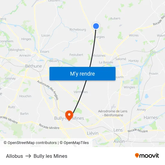 Allobus to Bully les Mines map