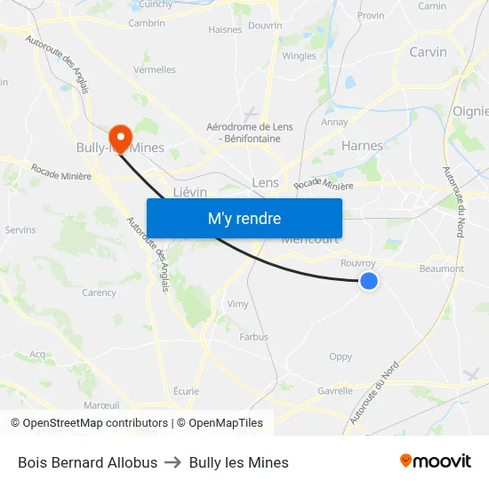 Bois Bernard Allobus to Bully les Mines map