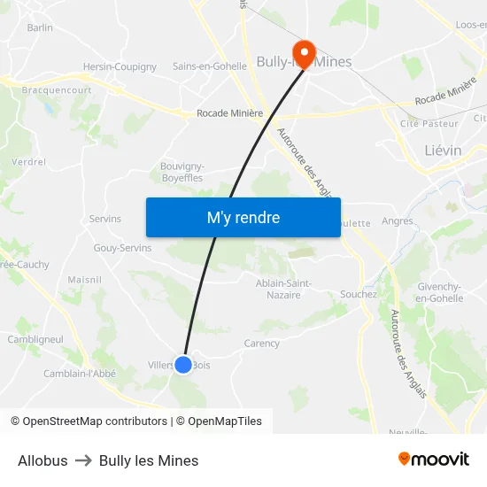 Allobus to Bully les Mines map