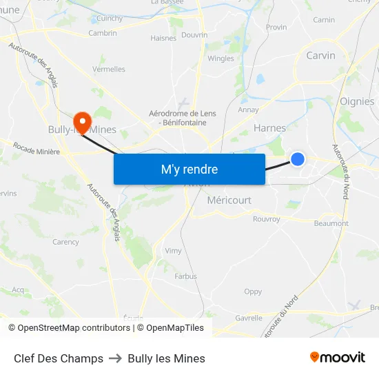 Clef Des Champs to Bully les Mines map