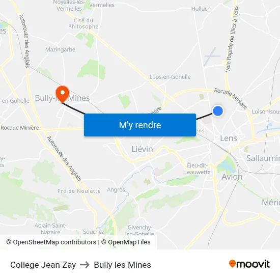 College Jean Zay to Bully les Mines map