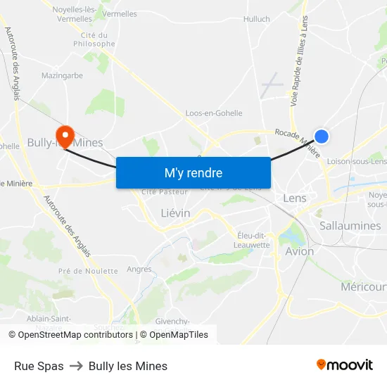 Rue Spas to Bully les Mines map