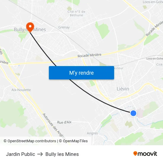 Jardin Public to Bully les Mines map