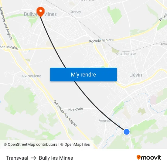 Transvaal to Bully les Mines map