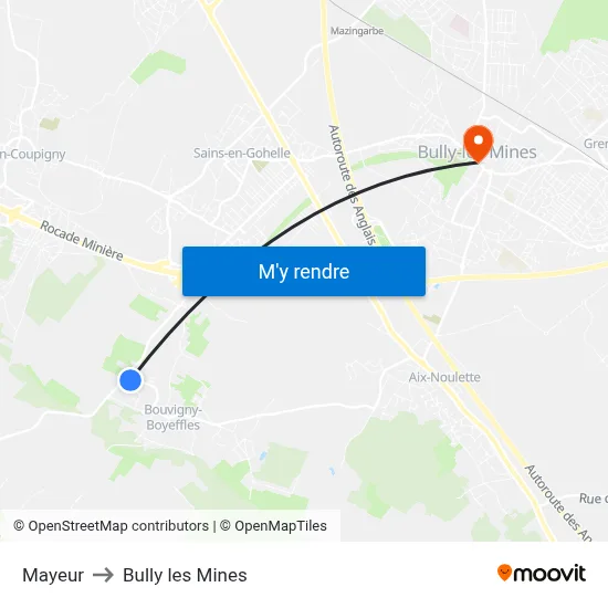 Mayeur to Bully les Mines map