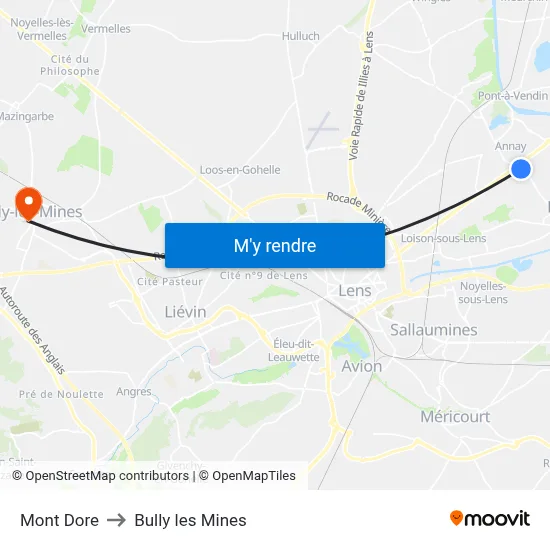 Mont Dore to Bully les Mines map