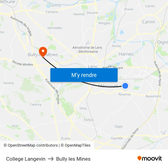 College Langevin to Bully les Mines map
