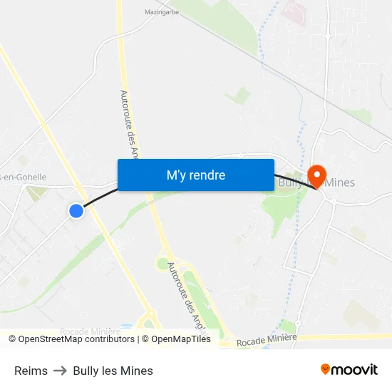 Reims to Bully les Mines map