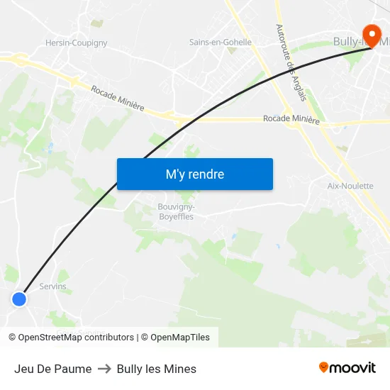 Jeu De Paume to Bully les Mines map