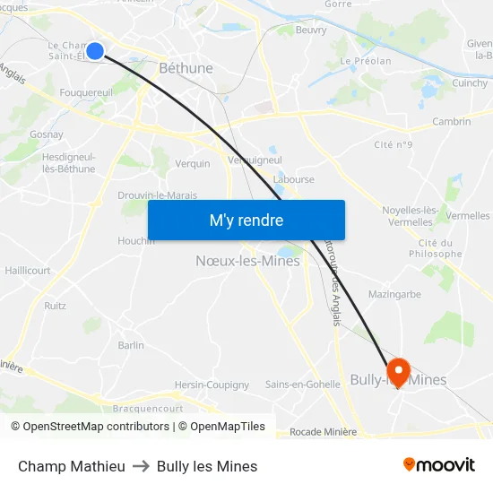 Champ Mathieu to Bully les Mines map