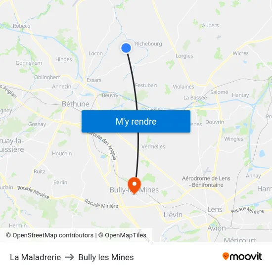 La Maladrerie to Bully les Mines map