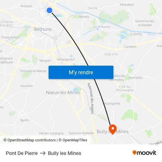 Pont De Pierre to Bully les Mines map