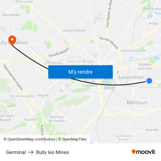 Germinal to Bully les Mines map