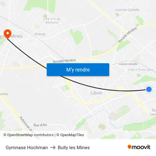 Gymnase Hochman to Bully les Mines map