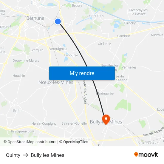 Quinty to Bully les Mines map