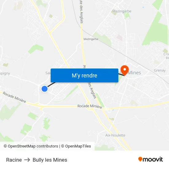 Racine to Bully les Mines map