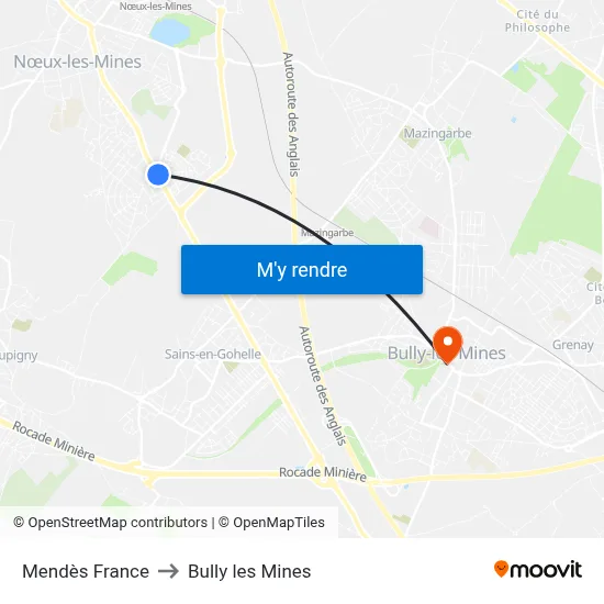 Mendès France to Bully les Mines map