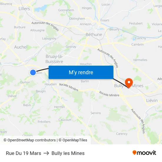 Rue Du 19 Mars to Bully les Mines map