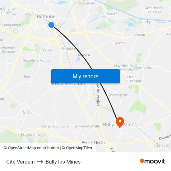 Cité Verquin to Bully les Mines map