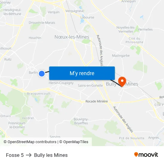 Fosse 5 to Bully les Mines map