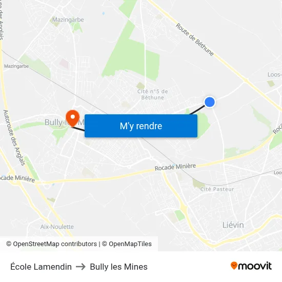 École Lamendin to Bully les Mines map