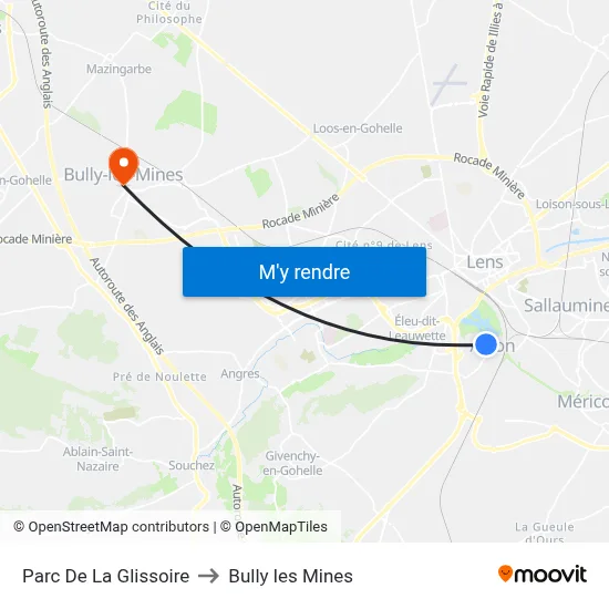 Parc De La Glissoire to Bully les Mines map