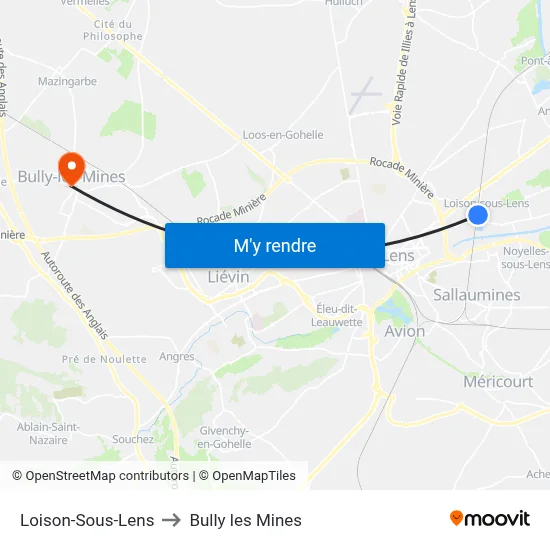 Loison-Sous-Lens to Bully les Mines map