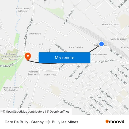 Gare De Bully - Grenay to Bully les Mines map