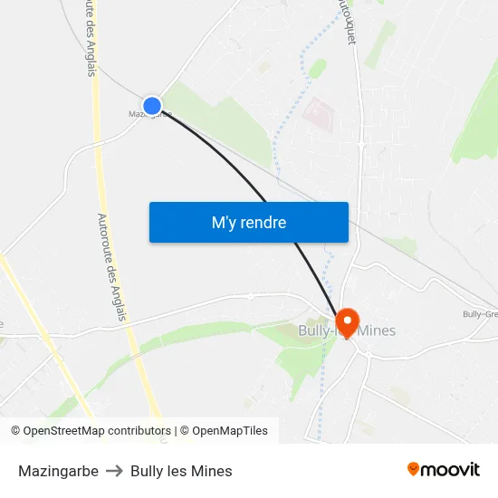 Mazingarbe to Bully les Mines map