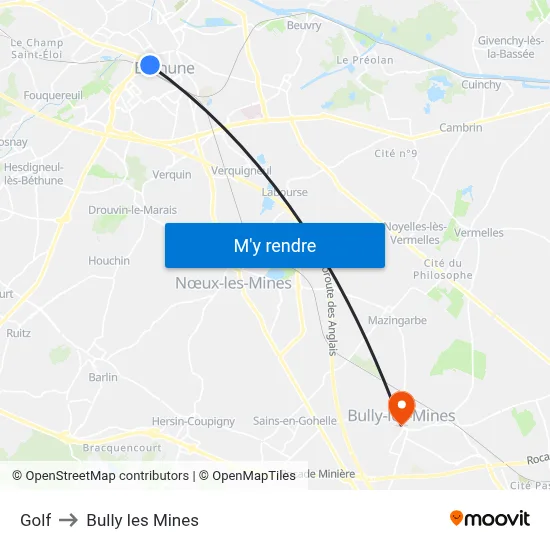 Golf to Bully les Mines map