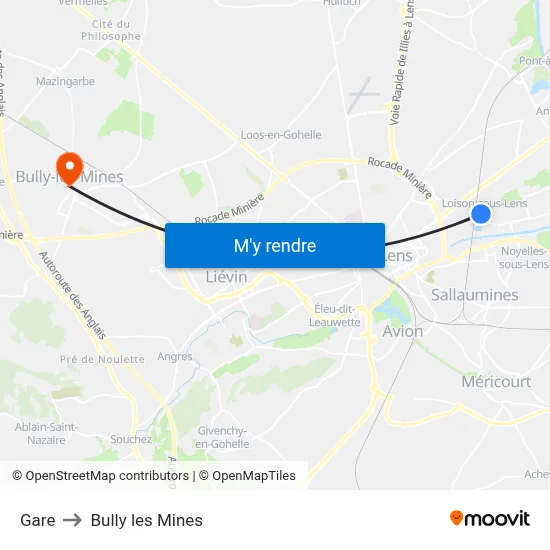 Gare to Bully les Mines map