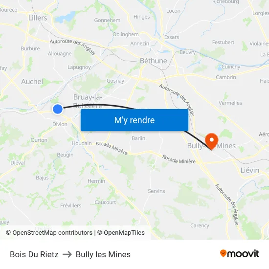 Bois Du Rietz to Bully les Mines map