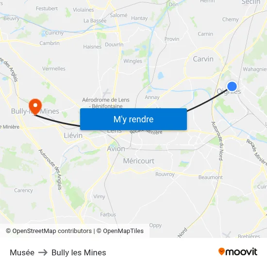 Musée to Bully les Mines map