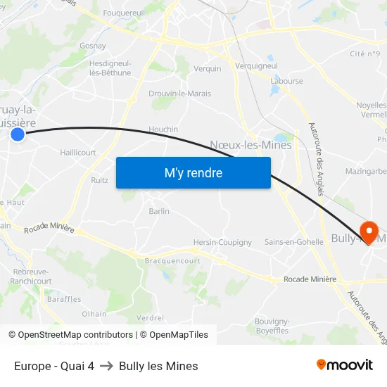 Europe - Quai 4 to Bully les Mines map