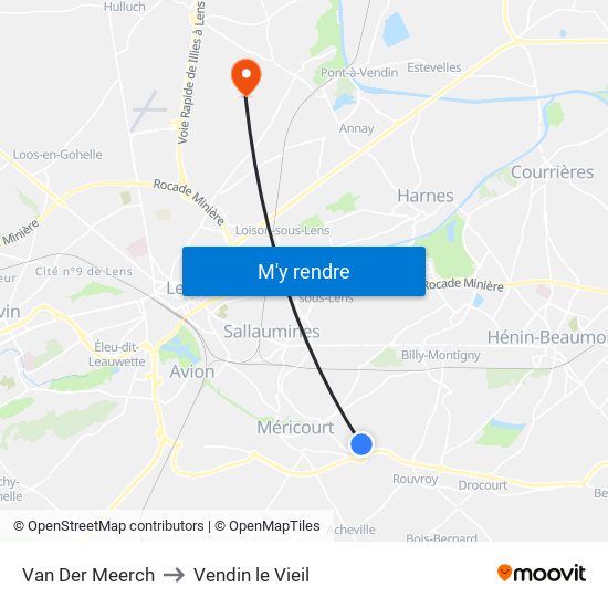 Van Der Meerch to Vendin le Vieil map